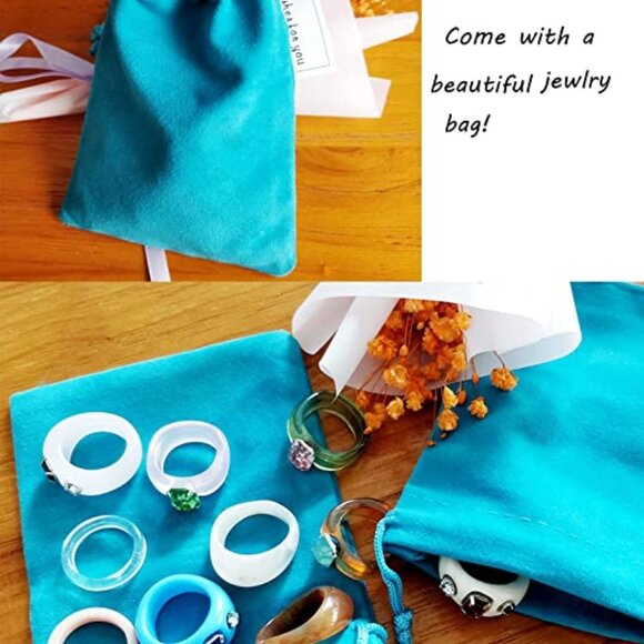 Chunky Resin Rings Set for Women - Picture 7 of 7